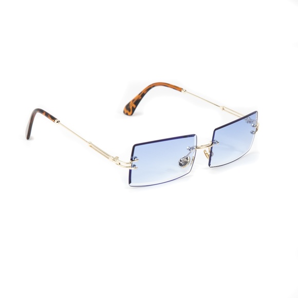 Sky Blue Tint Buffs Rimless Sunglasses - Picture 3 of 4